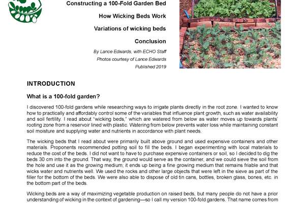 100-Fold Vegetable Gardens with Low-Cost Wicking Beds