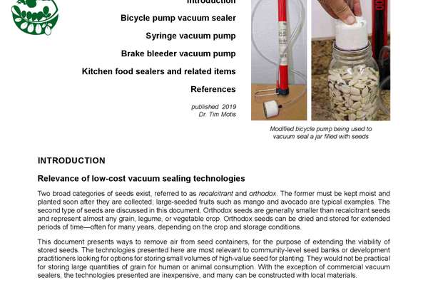 Vacuum-Sealing Options for Storing Seeds