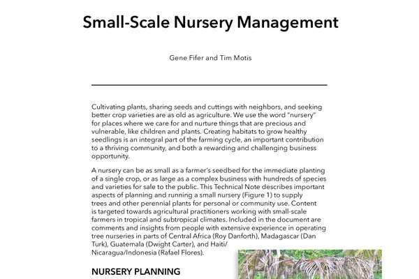 Small-Scale Nursery Management