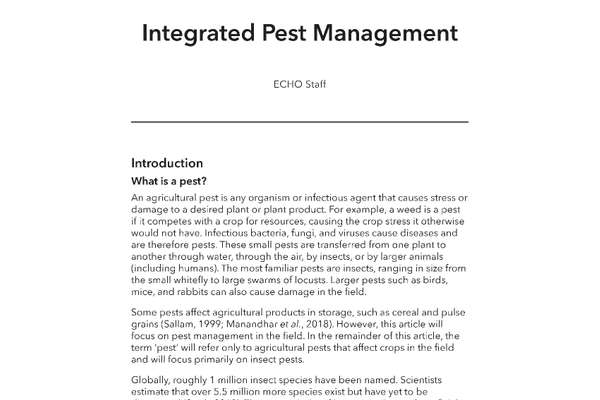 Integrated Pest Management 