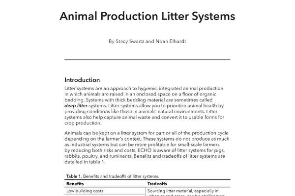 Animal Production Litter Systems